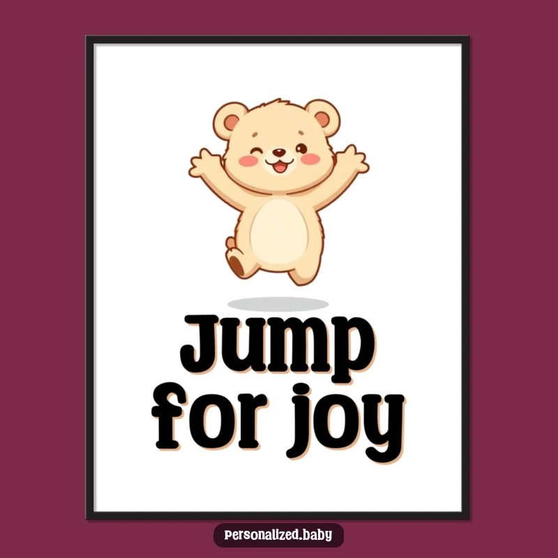 Funny Bear Cub Poster: Gleeful Jump - Adorable Animal Art Decor