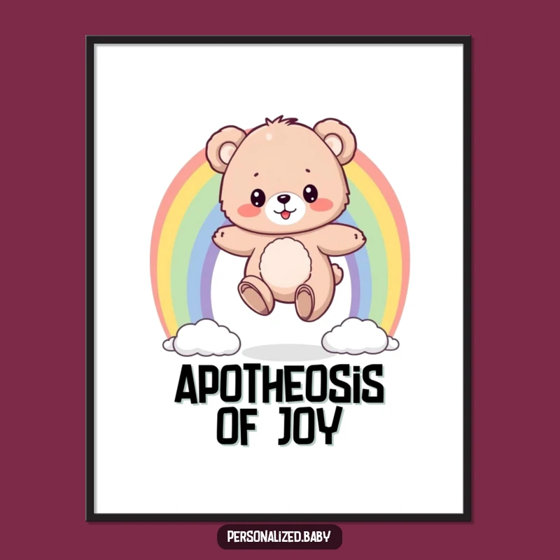 Funny Bear Cub Rainbow Poster: Joyful Wall Art for Any Room