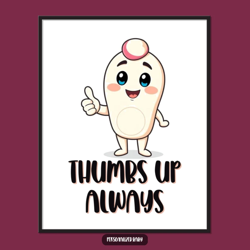 Funny Digital Avatar Poster: Bouncing Thumbs Up For Gamer, Positive Decor