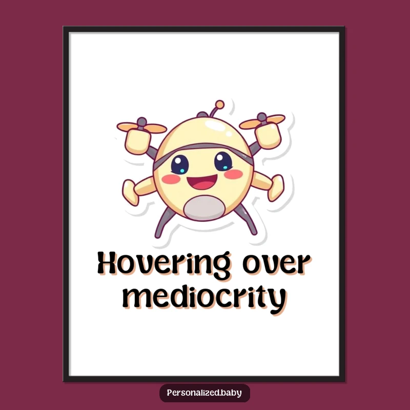 Funny Drone Poster - Happy Buzzing Character Wall Art Gift