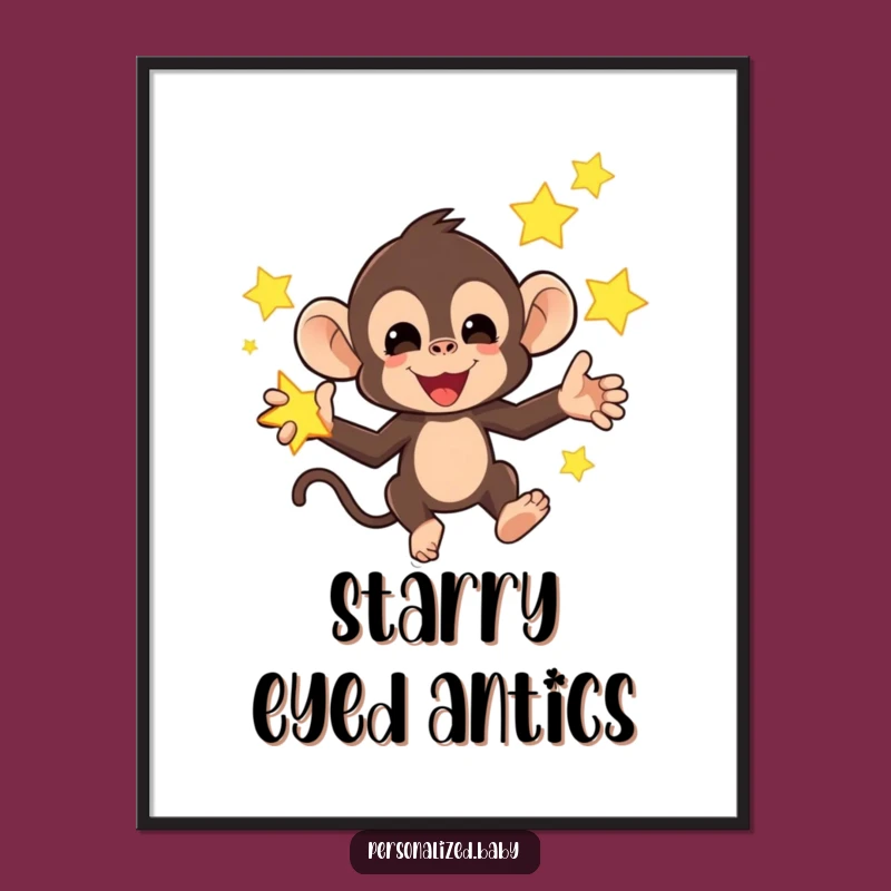 Funny Monkey Star Poster: Whimsical Wall Art for Playful Spaces