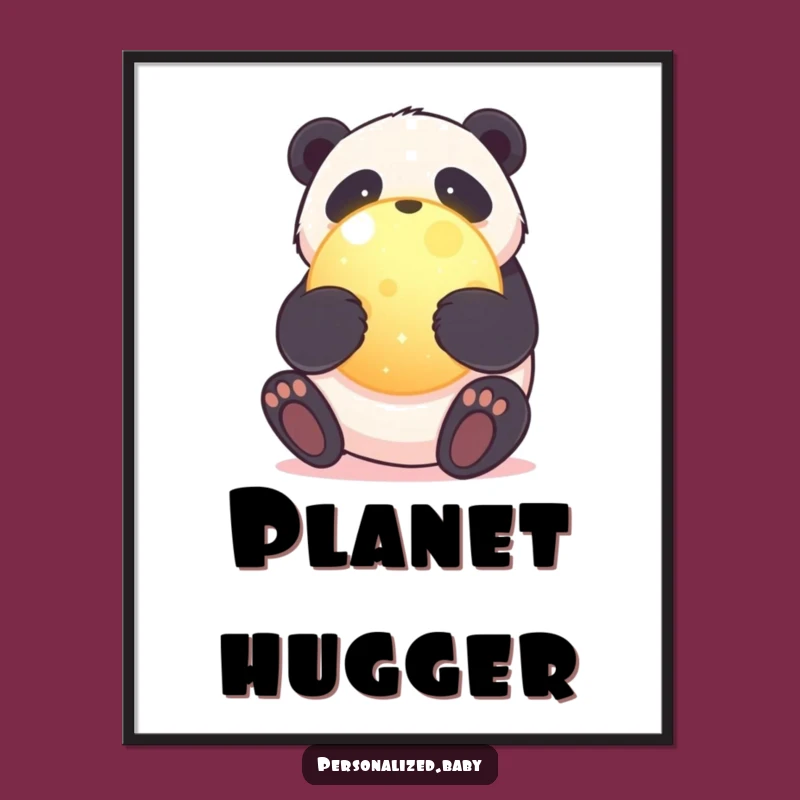 Funny Panda Poster: Adorable Planet Hugging Art