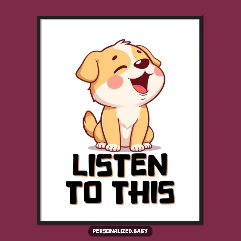 Funny Singing Dog Poster: Giggling Pooch Melody Art, Hilarious Gift for Music and Dog Fans