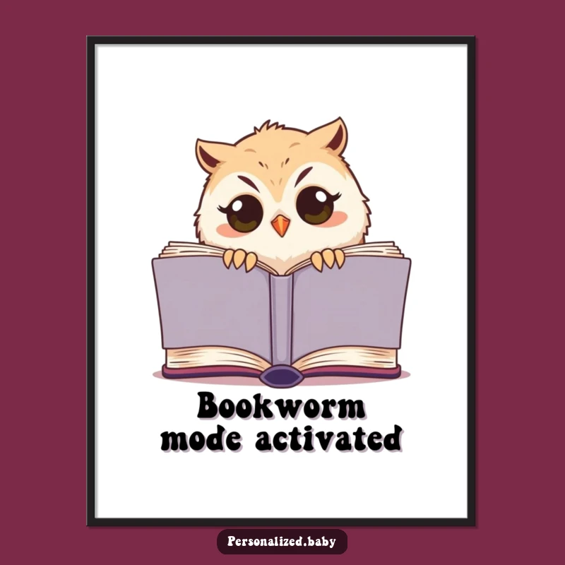 Funny Sleepy Owl Chick Poster: Adorable Art for Bookish Spaces