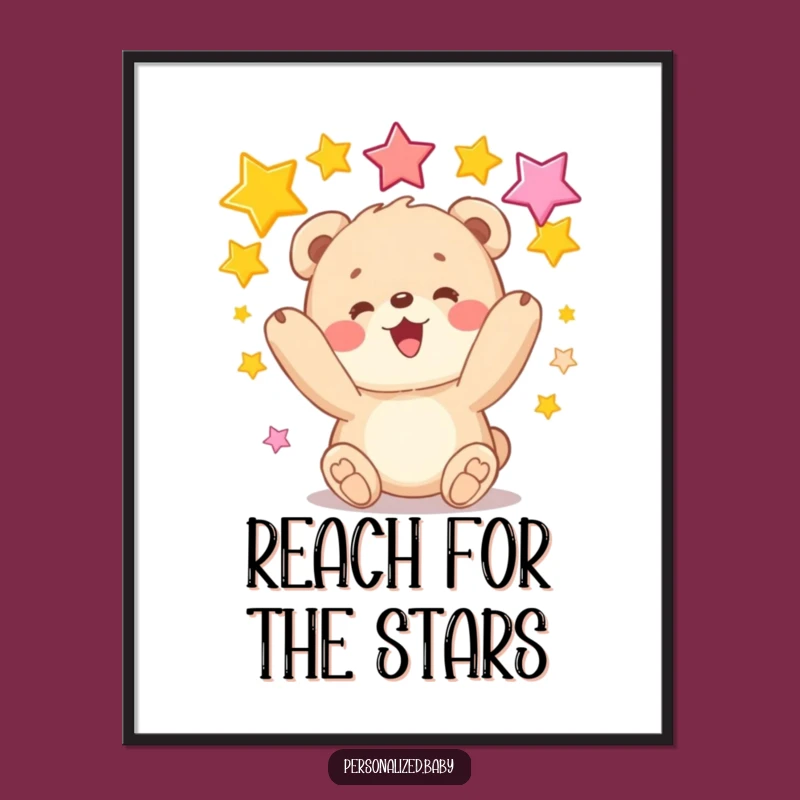 Funny Star Juggler Poster - Whimsical Bear Cub Funny Art
