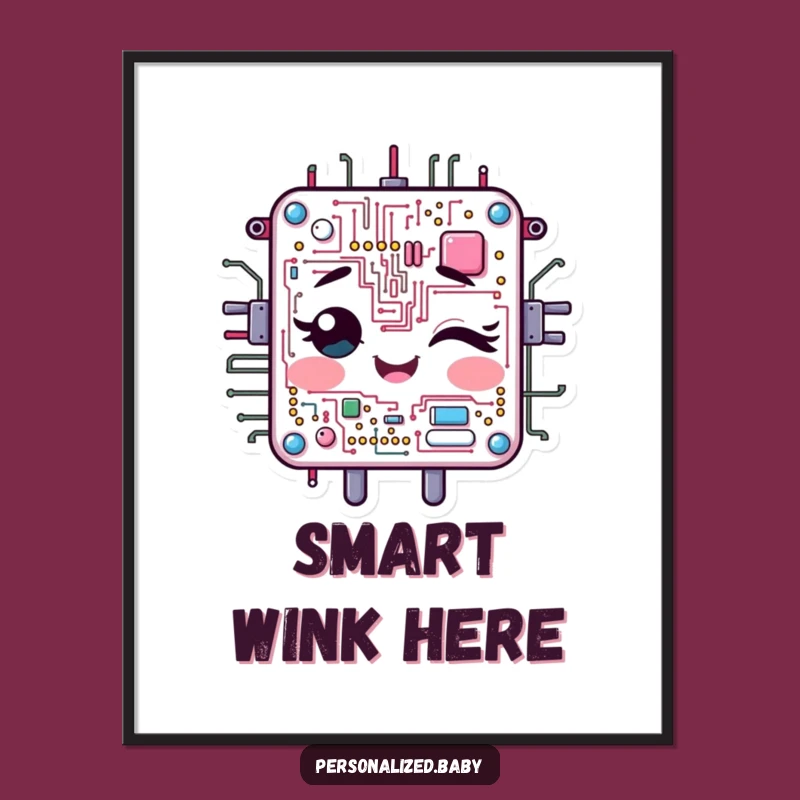 Funny Winking Circuit Board Poster for Techie Decor