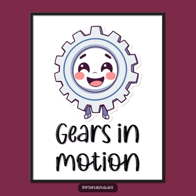 Funny Spinning Gear Poster for Automation-Themed Decor
