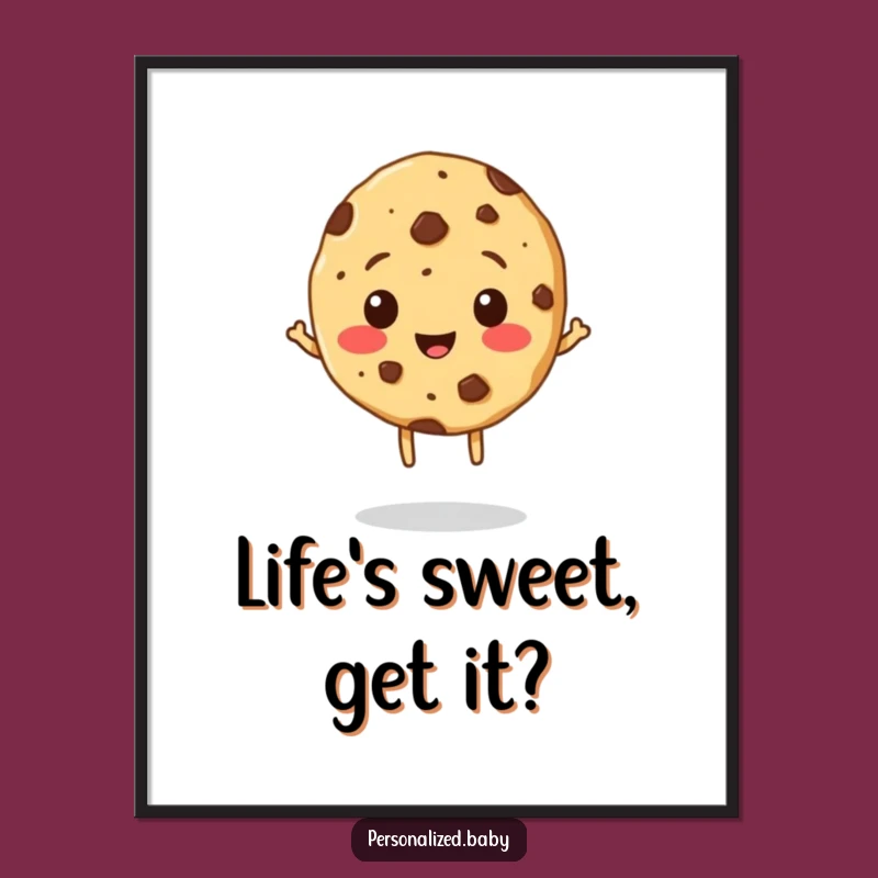 Funny Cookie Poster - Cheerful Chocolate Chip Character Art for Humorous Decor Gift