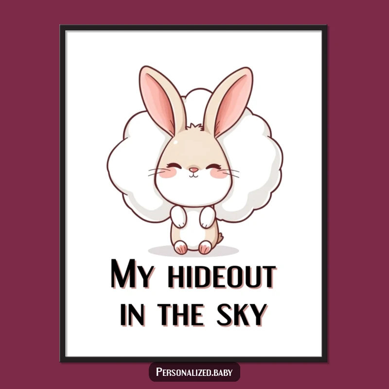 Funny Rabbit Cloud Poster: Add Whimsy to Your Walls with This Funny Art Gift!