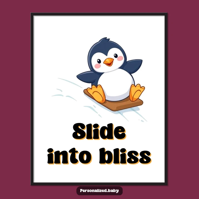 Funny Penguin Poster: Hilarious Starry Slope Arctic Art Print