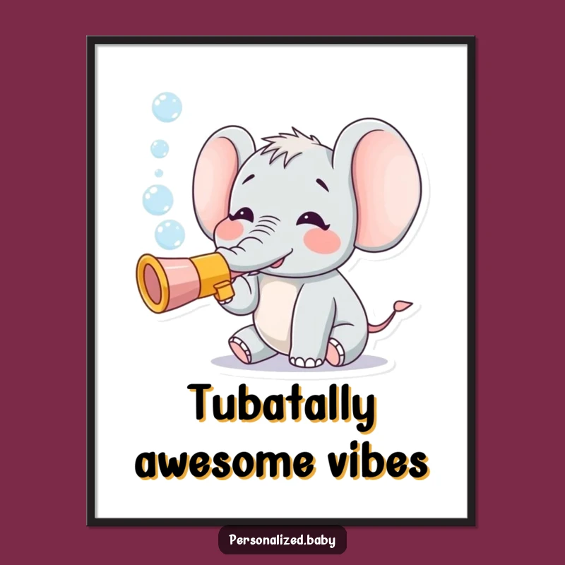 Funny Elephant Trumpet Poster: Joyful Bubbles Wall Art, Perfect Funny Gift!
