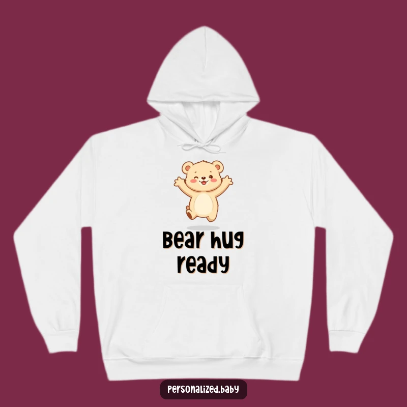 Cozy Funny Bear Cub Hoodie: Gleeful Jump - Warm Hug of Humor Gift