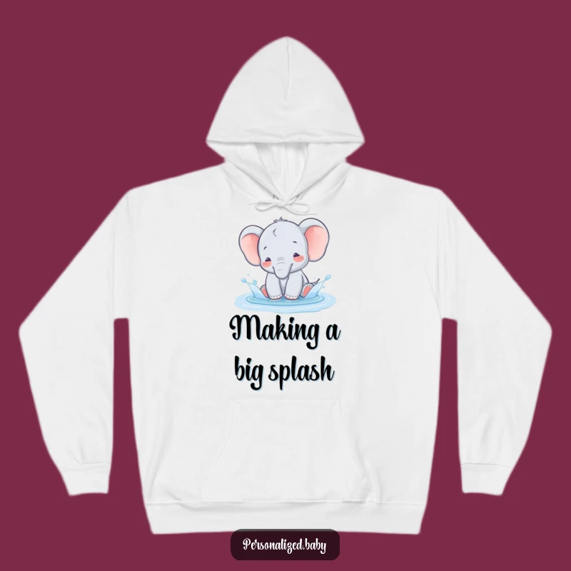 Funny Baby Elephant Puddle Hoodie - Cozy and humorous gift for gentle giants.