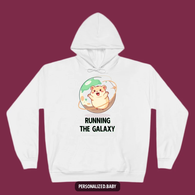 Funny Happy Hamster Planet Hoodie: Cozy Cosmic Sweatshirt, Ideal Fun Gift