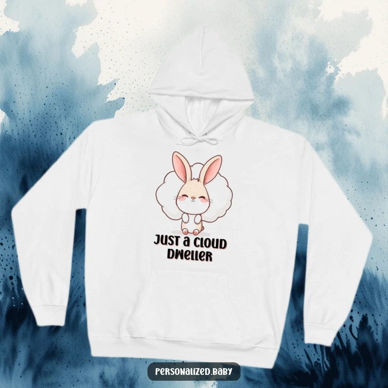 Funny Rabbit Hoodie: Adorable rabbit peeking from behind a winking cloud, offering warmth and a touch of cute humor.