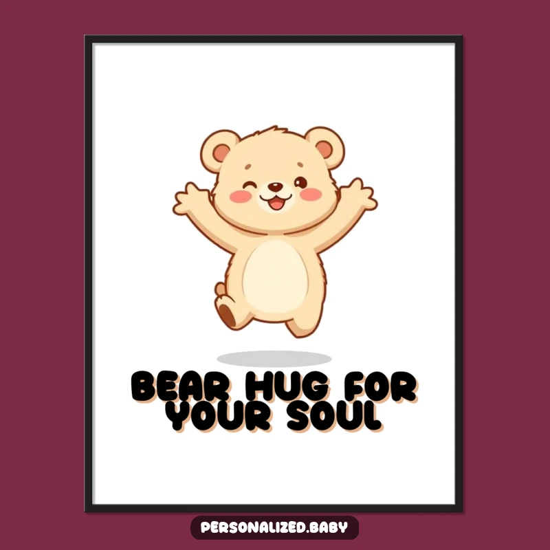 Free Printable Wall Art: Bear Cub Jumping Gleefully - Adorable Downloadable Decor