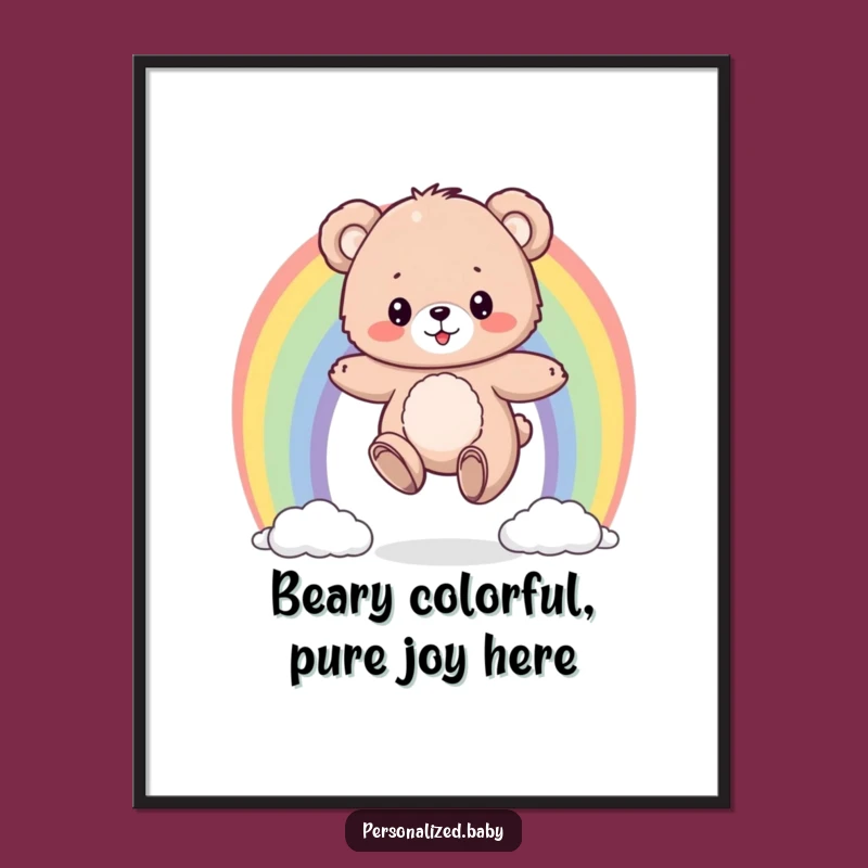 Free Printable Bear Rainbow Art: Funny Downloadable Wall Decor Gift!