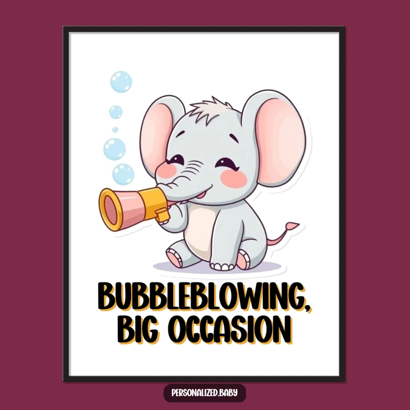 Funny Free Printable Wall Art: Elephant Trumpeting Bubbles, Whimsical Downloadable Decor