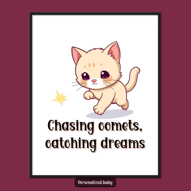 Funny Free Printable Kitten Wall Art: Comet Chase Downloadable Decor Gift