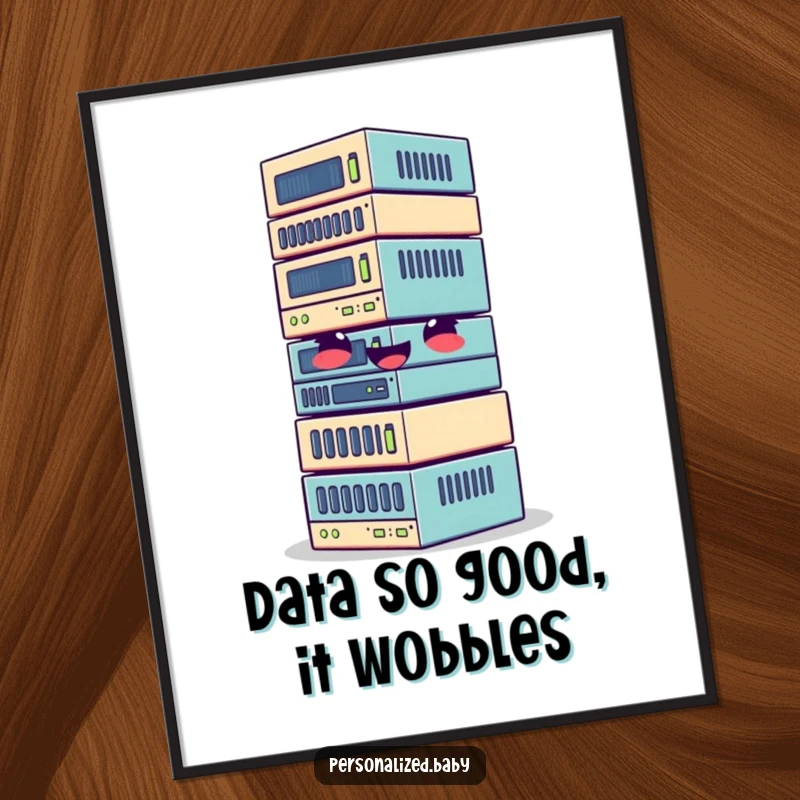 Funny Free Printable Wall Art of a giggling, wobbly stack of data blocks, digital download.