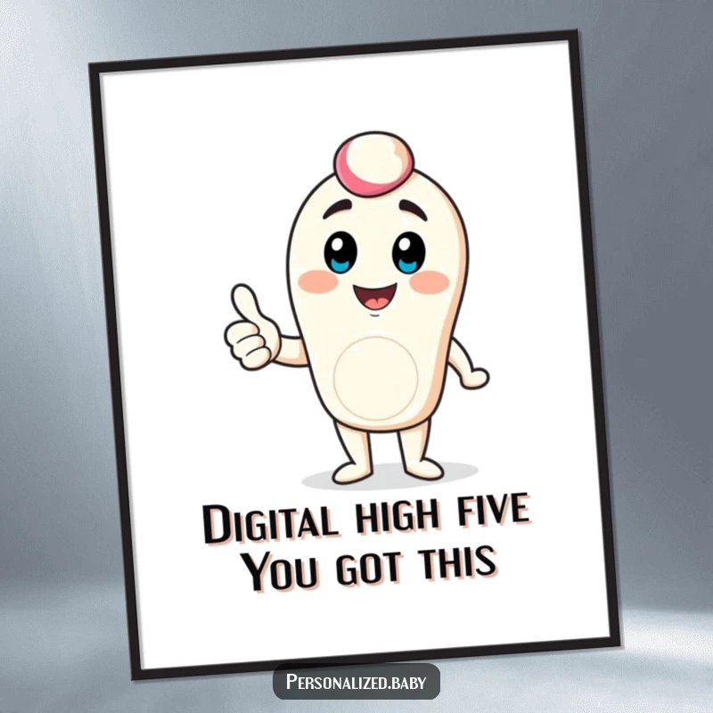 Funny Free Printable Wall Art: A bouncing digital avatar character enthusiastically gives a bold thumbs up.