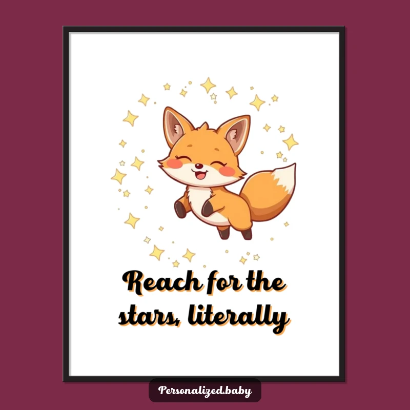 Free Printable Fox Wall Art: Whimsical Leaping Celestial Fox, Funny Downloadable Art Print