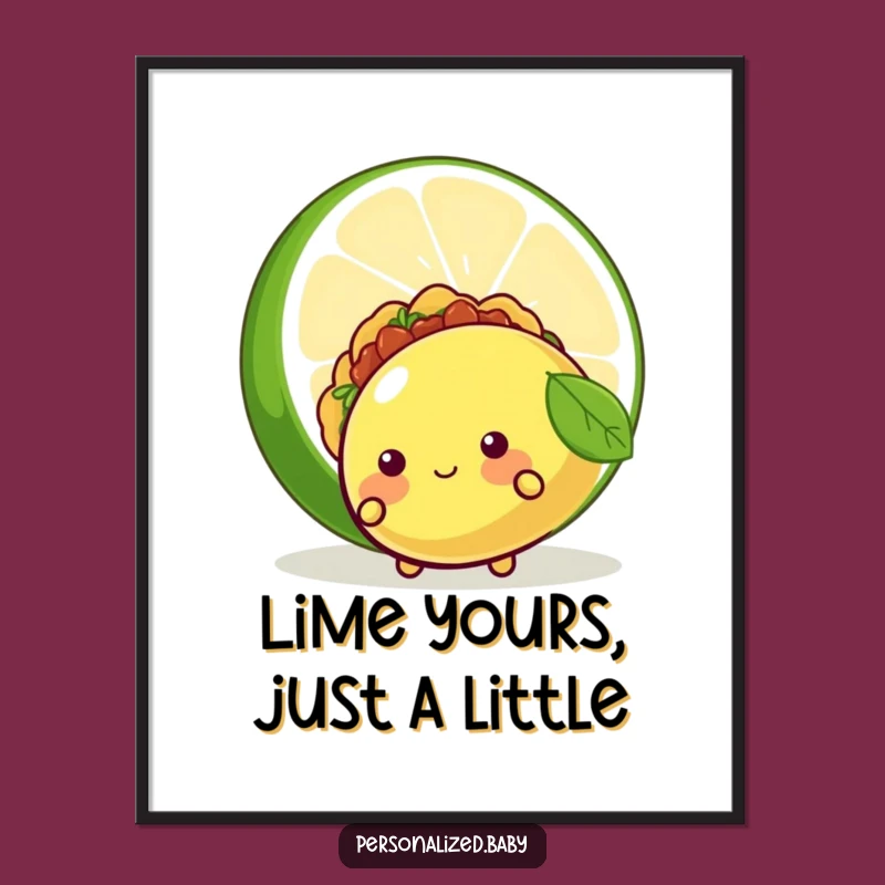 Free Printable Funny Wall Art: Shy Taco Character Design for Whimsical Downloadable Decor