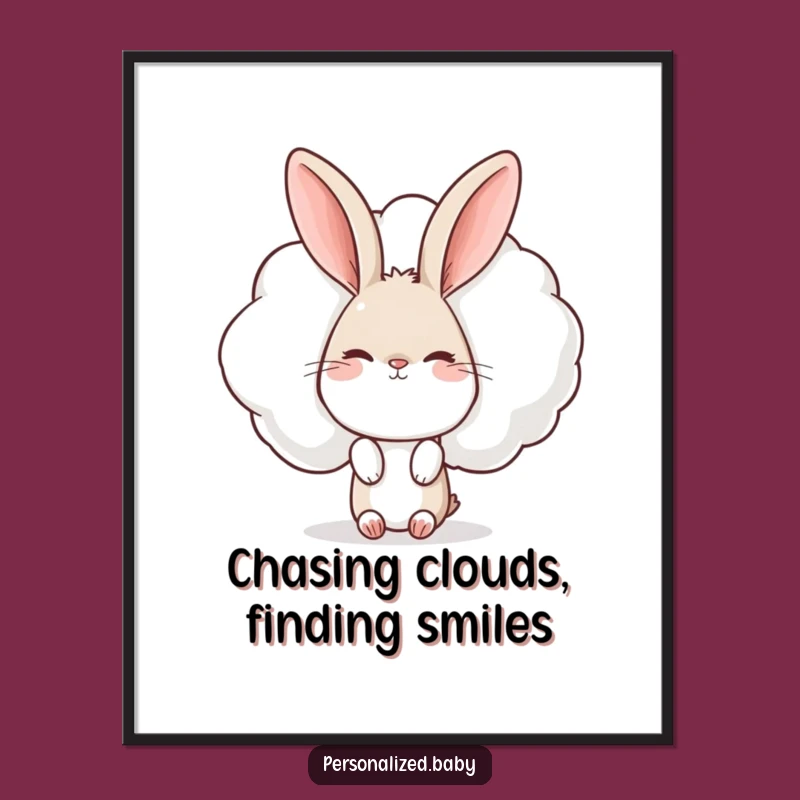 Free Printable Funny Wall Art: Winking Cloud & Curious Rabbit Downloadable Digital Art