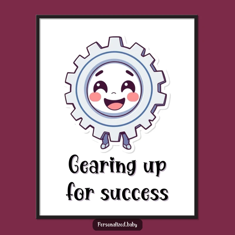 Free Printable Wall Art: Smiling Gear Character, Funny Downloadable Art for Creative Spaces