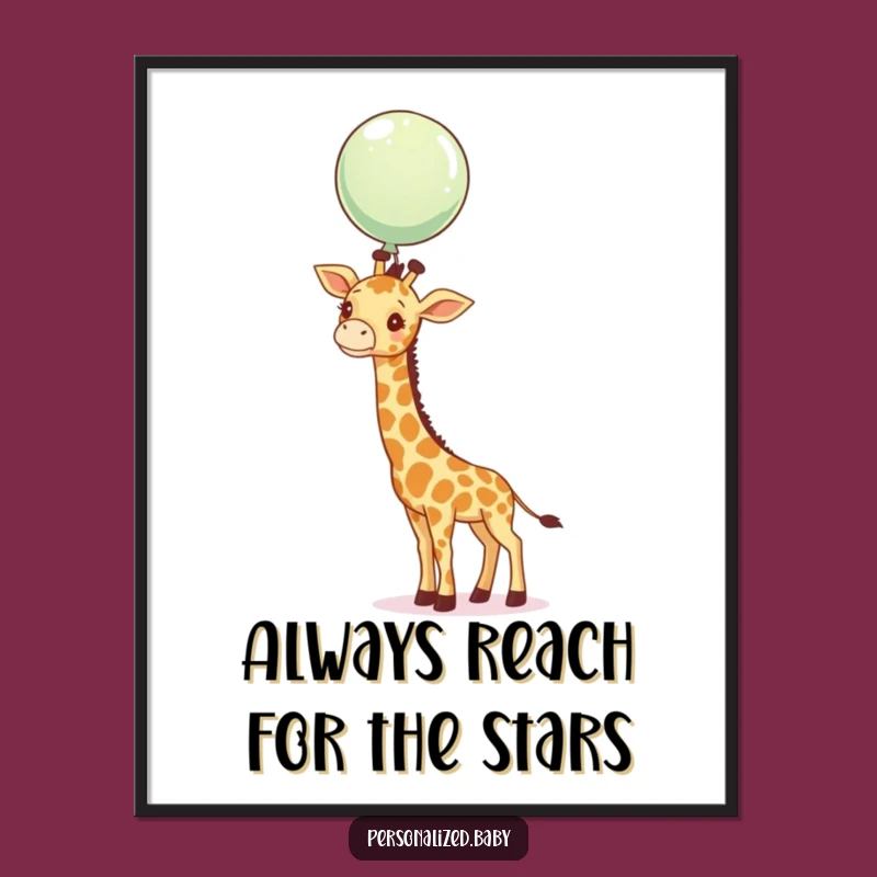 Funny Free Printable Wall Art: Giraffe Reaching Balloon - Whimsical Downloadable Decor!