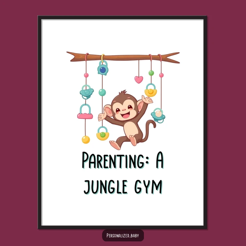 Funny Free Printable Wall Art: Monkey Pacifier Chaos Art, Quirky Downloadable Decor