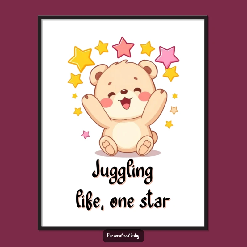 Whimsical Free Printable Wall Art: Juggling Bear Cub DIY Digital Decor