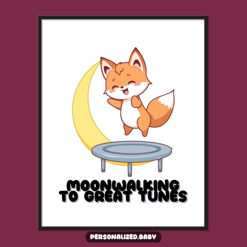 Whimsical Free Printable Wall Art: Fox Cub Moon Trampoline DIY Decor