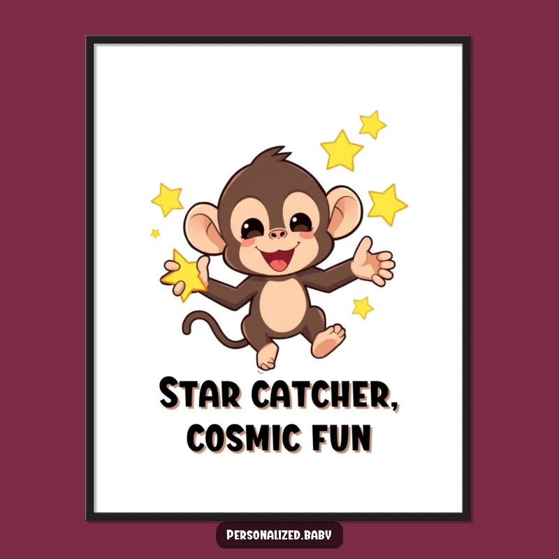 Free Printable Monkey Star Art: Funny Downloadable Whimsical Wall Decor Gift!