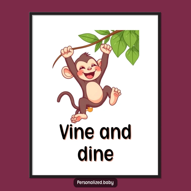 Free Printable Wall Art: Laughing Monkey Swinging, Funny Downloadable Decor