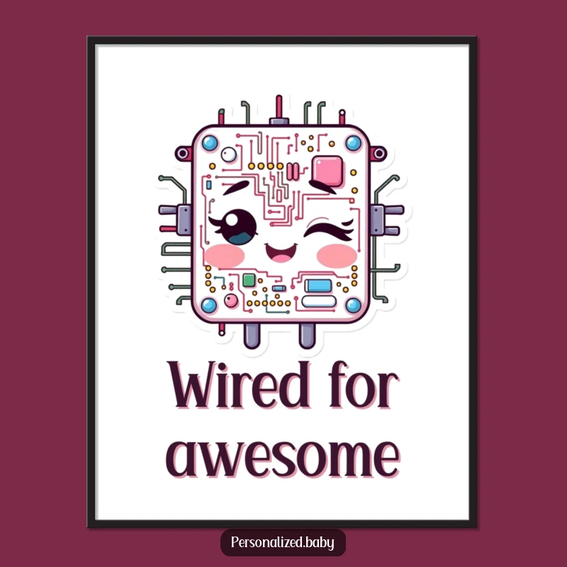 Free Printable Wall Art: Winking Circuit Board, Funny Downloadable Art for Techy Spaces