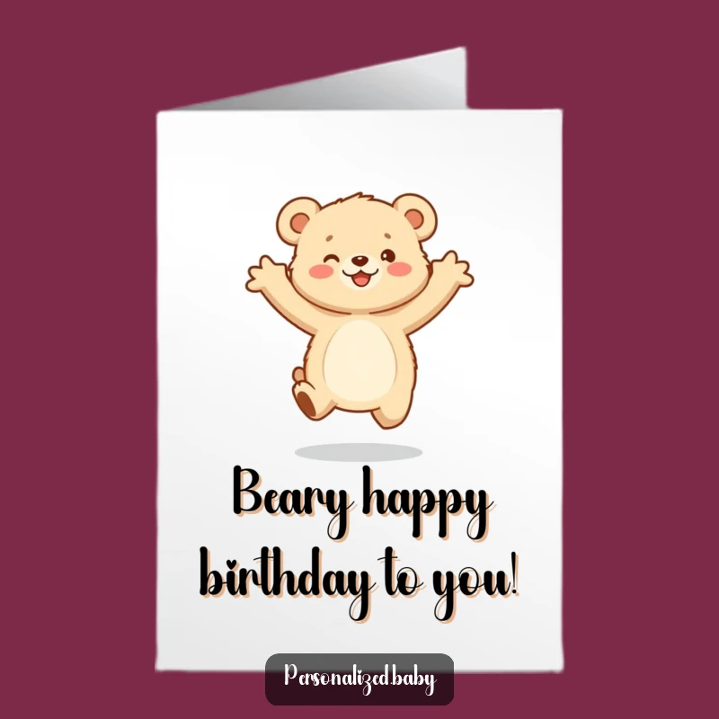Free Printable Birthday Card: Bear Cub's Joyful Leap - Funny Downloadable & DIY Gift