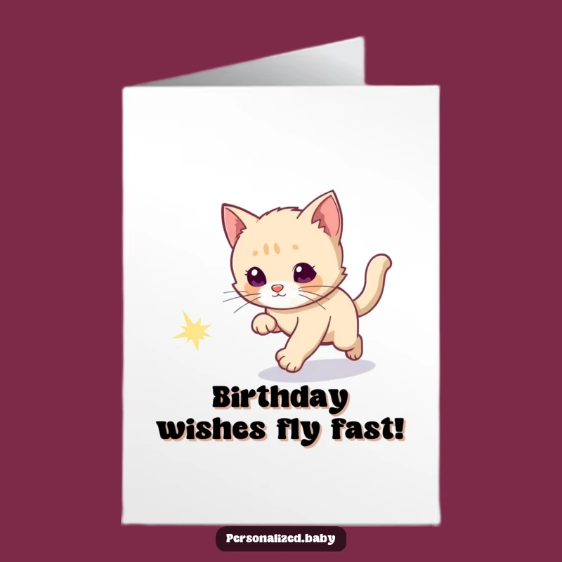 Free Printable Kitten Birthday Card: Comet Chase Downloadable Gift
