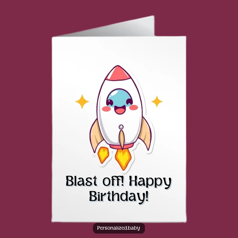 Free Printable Birthday Card: Beaming Rocket Ship, Funny Downloadable Gift for Blast-Off Celebrations