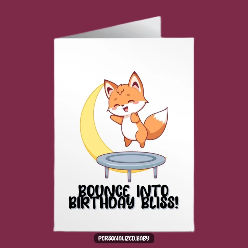 Bouncing Free Printable Birthday Card: Fox Cub Moon Trampoline DIY Gift