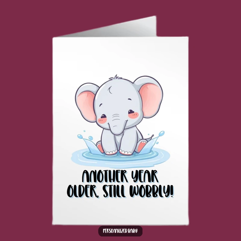 Free Printable Birthday Card: Baby Elephant Splashing - Joyful Downloadable Gift for a Wild Celebration!