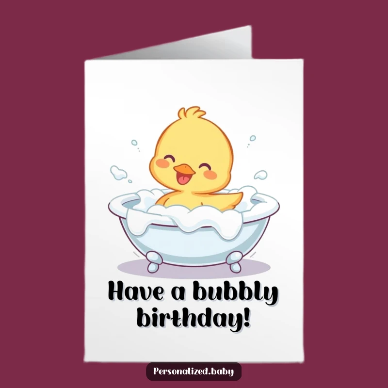 Free Printable Birthday Card: Funny Duckling Bath, Downloadable Splashy Gift for Fun