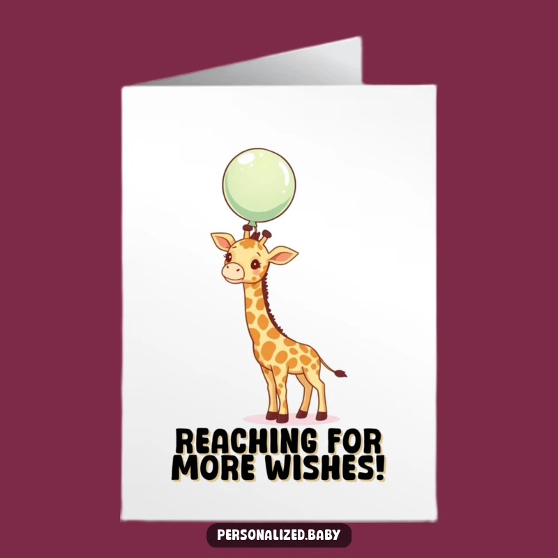 Free Printable Birthday Card: Giraffe Reaching Balloon - Whimsical Downloadable Gift for a Tall Celebration!