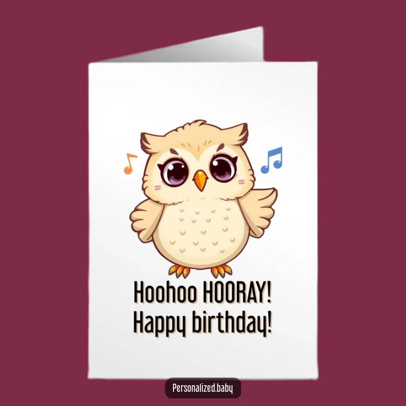 Free Printable Birthday Card: Surprised Owl Hooting Melodically for Fun