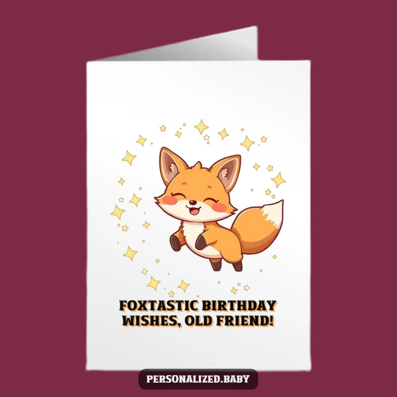 Free Printable Fox Birthday Card: Adorable Leaping Celestial Fox, Funny Downloadable Gift