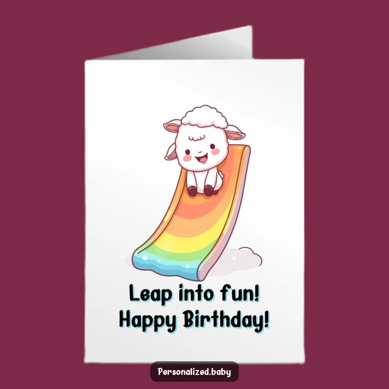 Free Printable Birthday Card: Rainbow Lamb Fun - Downloadable DIY Funny Gift