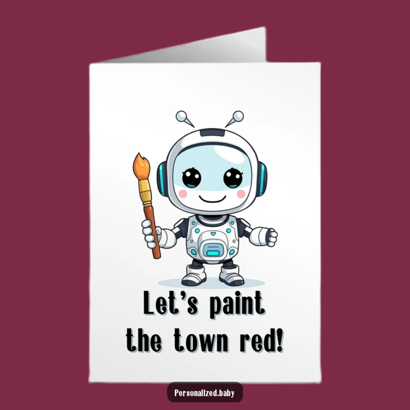 Funny Free Printable Birthday Card: AI Robot's Artistic Celebration - Downloadable Gift