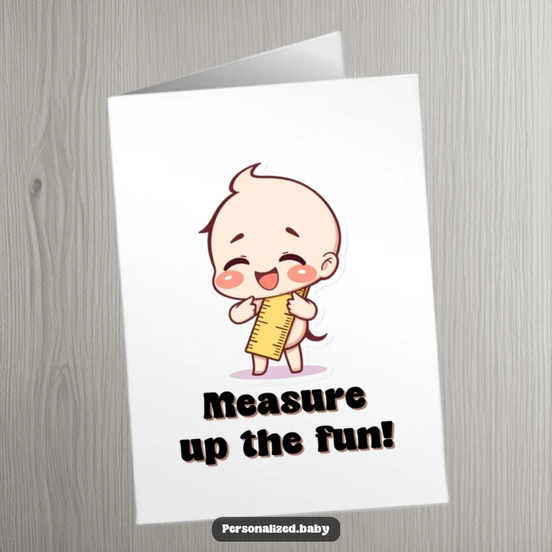 Funny Free Printable Birthday Card: A cartoon ruler character bending in half with uncontrollable giggles, celebrating joyfully.