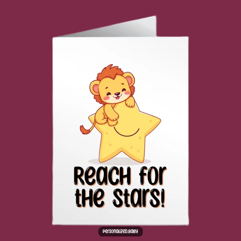 Free Printable Lion Cub Birthday Card: Star Climb Funny Downloadable Gift