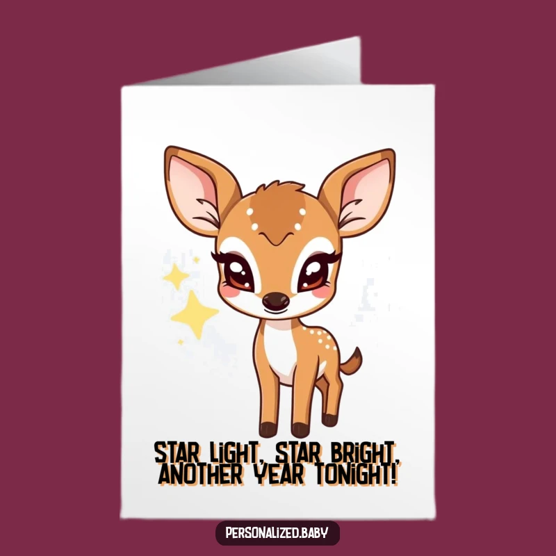 Free Printable Birthday Card: Shy Deer Star Funny Downloadable Gift for Her